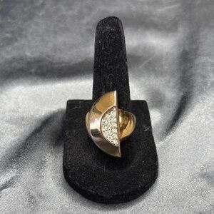 Kenneth Jay Lane Gold and Silver Ring with Crystal Accents